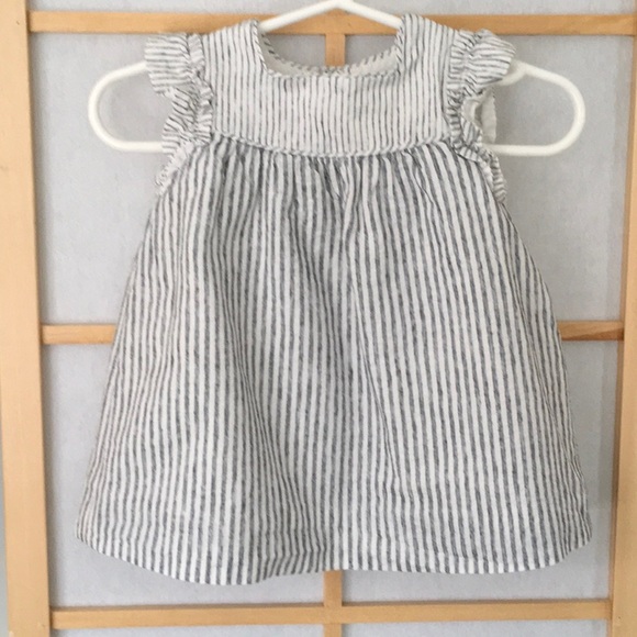 2 Infant Ruffled Ruched Cotton Dresses, button-up in back - Picture 8 of 10